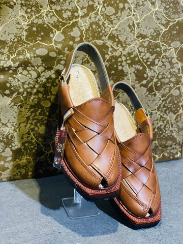 Men's Brown Cross-Strap  – Traditional Narozi Chpal