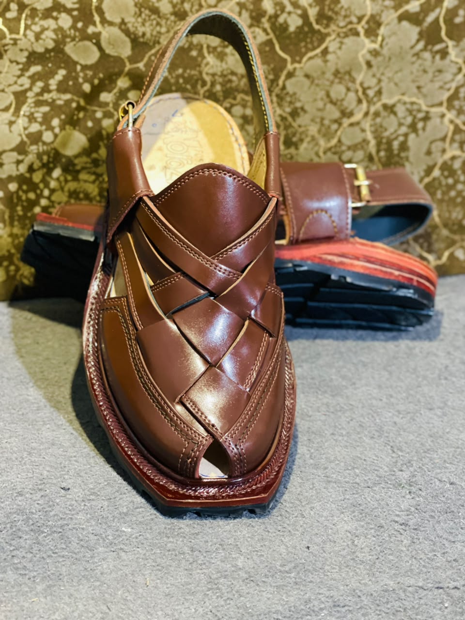 Men's Brown Cross-Strap Casual Sandals – Traditional Naarozi chpal
