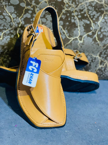 Premium Mustard Kaptaan Chappal – Handcrafted Ethnic Kheri
