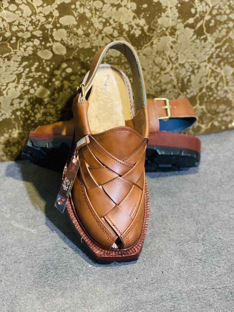 Men's Brown Cross-Strap  – Traditional Narozi Chpal