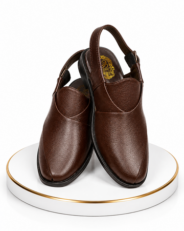 Premium Chocolate Brown Peshawari Chappal – Handcrafted Leather Collection