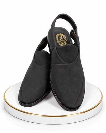 Premium Black Suede Peshawari Chappal