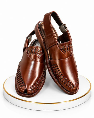 Premium Handwoven Brown Peshawari Chappal