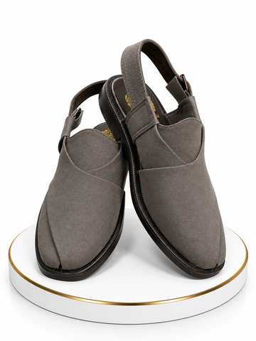 Premium Grey Suede Peshawari Chappal