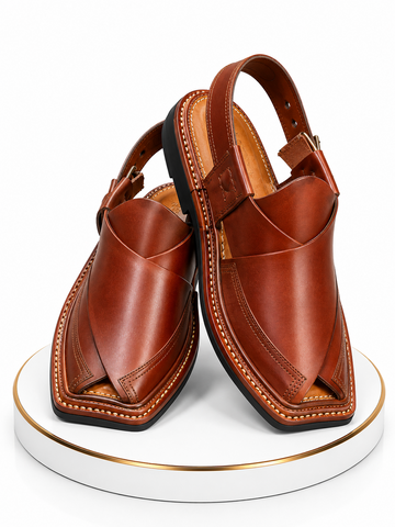 Premium Tan Leather Peshawari Chappal