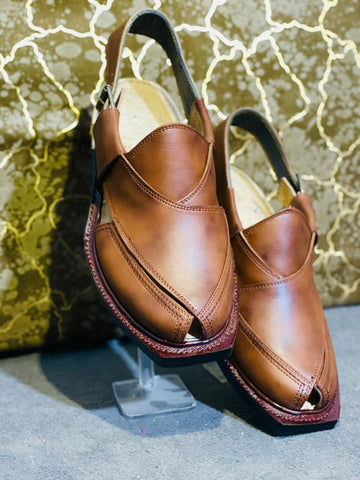 Men's Brown Peshawari Sandals – Classic Traditionl Narozi Chpal Singel Sole