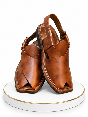 Premium Rustic Brown Leather Peshawari Chappal