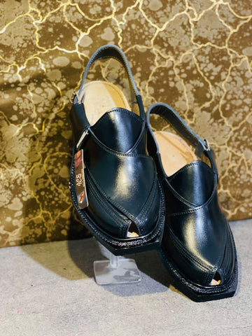 Men's Black Peshawari Sandals – Classic Traditional Style Siingel Sole